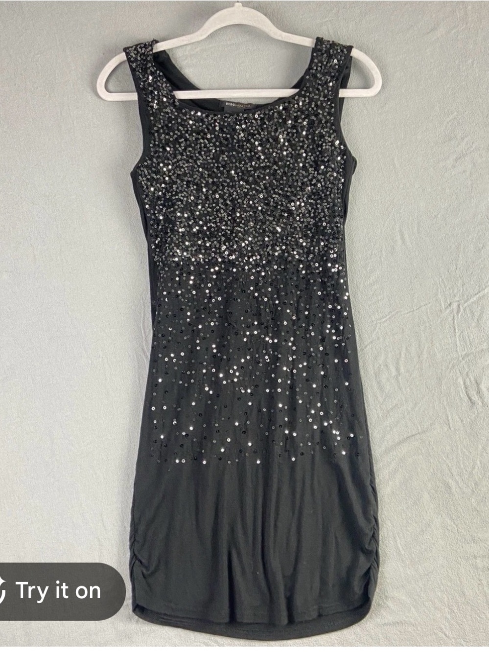 BCBGMaxAzria Black Sequin Tank Mini Dress